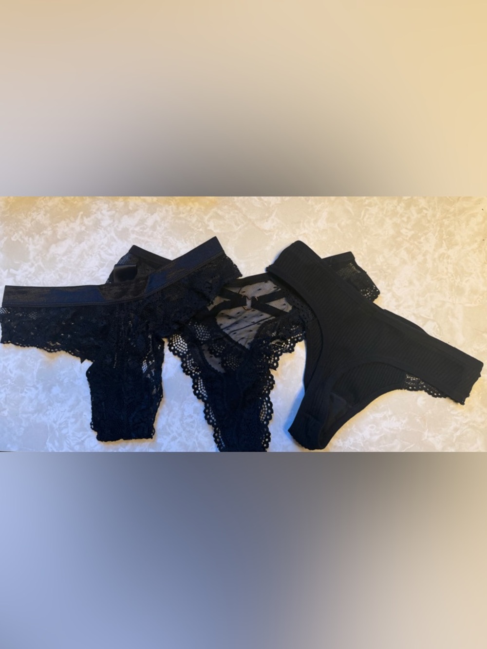 3-pack Black Lace Thong Briefs - Women Intimates NWOT